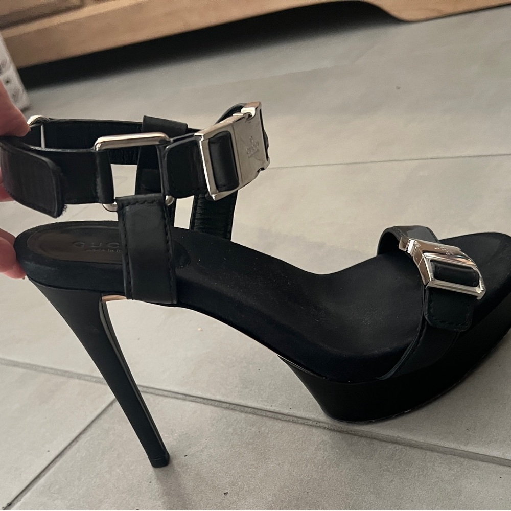 Gucci Black Platform Heels with Silver Buckles size 37 (7 to 7.5 US) - Picture 4 of 11